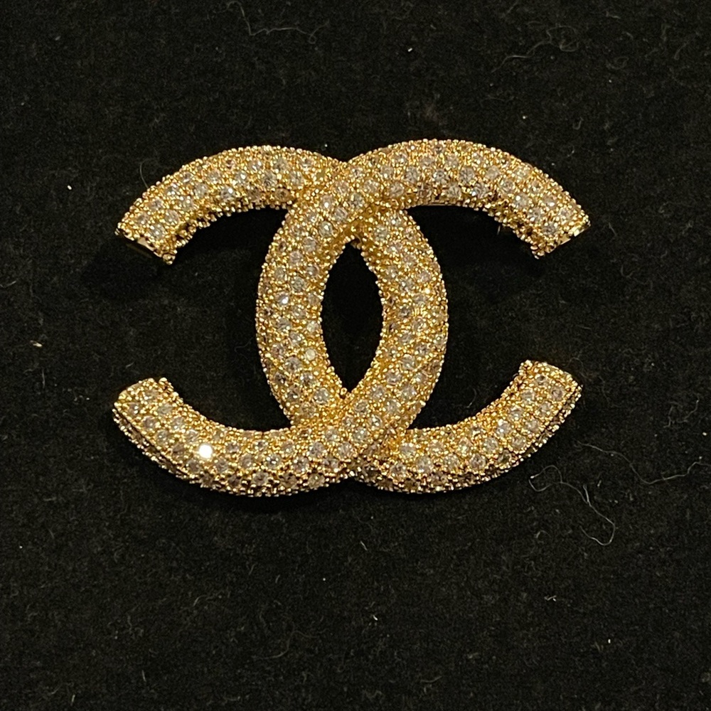 Fashion Jewelry Stamped Gold and Silver Sparkle Brooch
